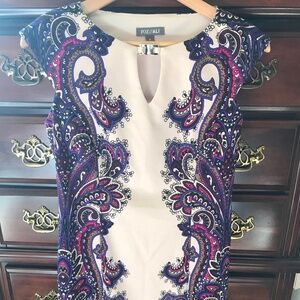 Vintage Dress in Cream and Purple